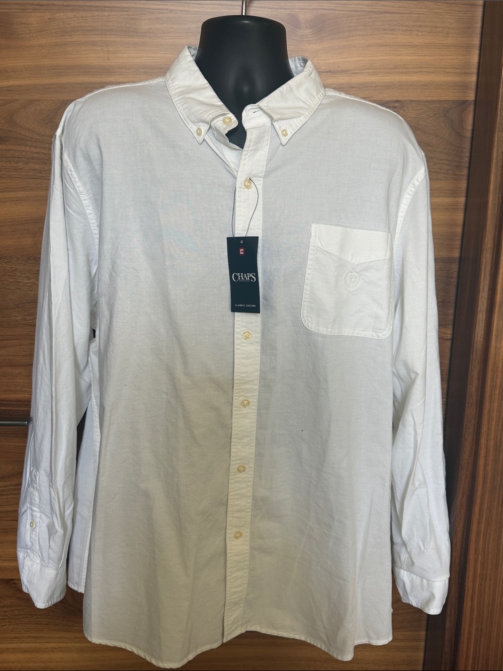 Chaps White Men's Casual Button-Down Shirt with Chest Pocket